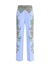 Etro Women Floral Print Pants In Blue