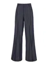 Etro Grey Wide Pants With Concealed Closure In Wool Blend Woman In Blue