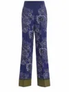 Etro High-rise Bandana Border-print Wide-leg Silk Pull-on Pants In Blue