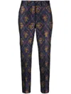 Etro Micor Floral Jacquard Trouser Pants In Blue
