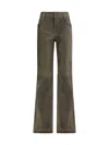 Etro Flared Leather Trousers In Green