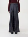 Etro Grey Wide Pants With Concealed Closure In Wool Blend Woman In 蓝色