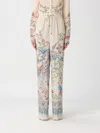 Etro Women White Pants With Elastic Drawstring Waist And All-over Floral Print In Tech Fabric Woman In White