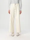 Etro Ivory Cotton Palazzo Pants With High Waist In Yellow Cream