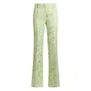 Etro Jacquard Bootcut Trousers With Floral Motif In Green