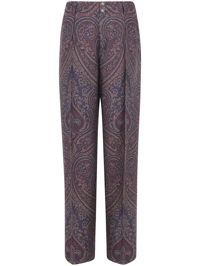 Etro Pants Paisley Print "wrea008899tjb1b" In Red