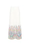 Etro Printed Cotton-blend Wide-leg Pants In White