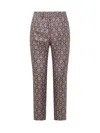 Etro Cropped Jacquard Slim Pants In Blue