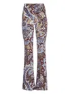 Etro Floral Velvet Jacquard Flared Pants In Light Blue