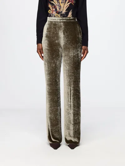 Etro Pants Woman Color Brown In Animal Print