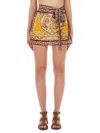 Etro High Waist Mini Length Wrap Skirt In Orange