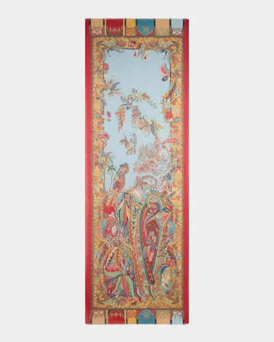 Etro Parrot & Paisley Modal-cashmere Scarf In Multi