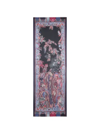 Etro Parrot-print Scarf In Blue