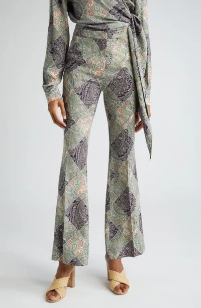 Etro Patchwork Paisley Flare Leg Pants In X0805