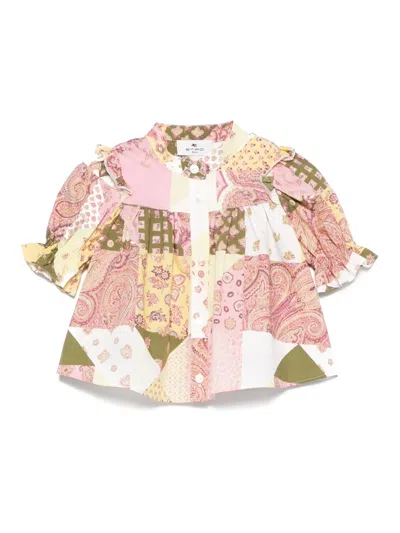 Etro Babies' Patchwork-print Blouse In Yellow