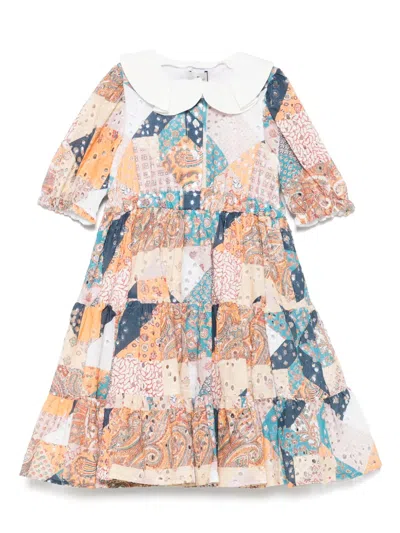 Etro Kids' Patchwork-print Dress In Neutrals