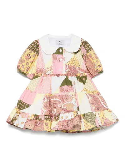 Etro Babies' Patchwork-print Dress In Pink