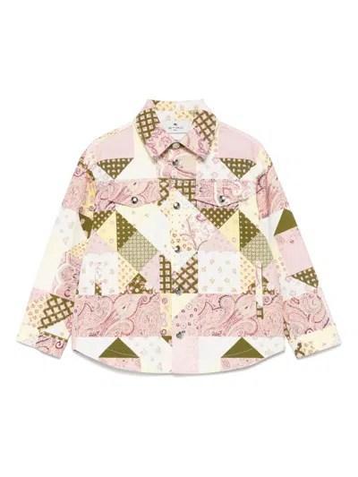 Etro Kids' Patchwork-print Jacket In Pink