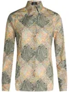 Etro Printed Popeline Shirt With Patchwork Paisley Print In Neutrals