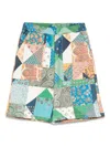 Etro Patchwork-print Shorts In Green