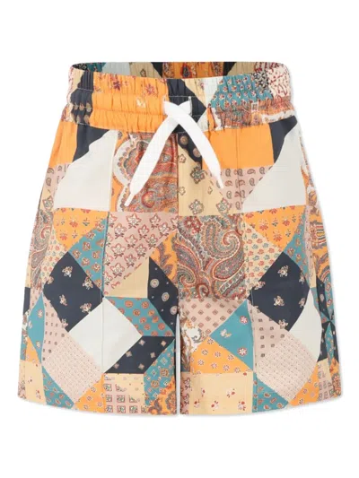 Etro Kids' Patchwork-print Shorts In Orange