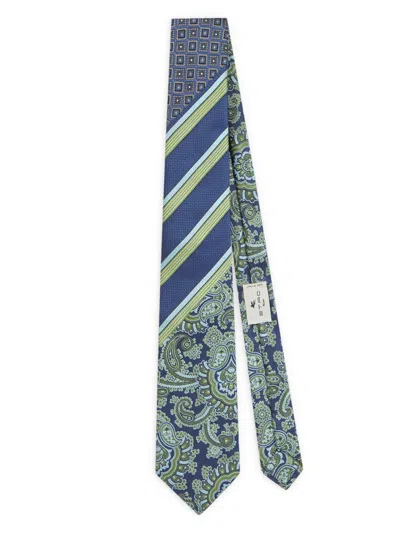 Etro Patchwork-print Tie In ブルー