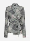 Etro Multicolor Patchwork-print Wraparound-style Shirt In Multicolor