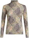 Etro Patchwork-print Wool Jersey Top In Green