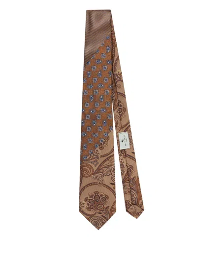Etro Patchwork Silk Tie In ブラウン