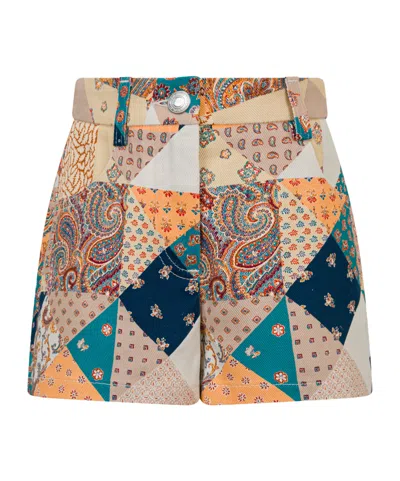 Etro Patchwork-print Shorts In Multi