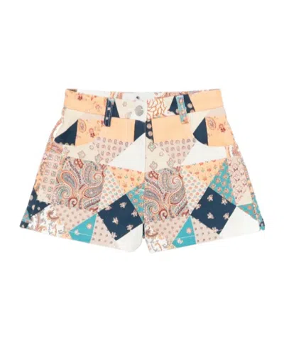 Etro Patchwork-print Shorts In Nude