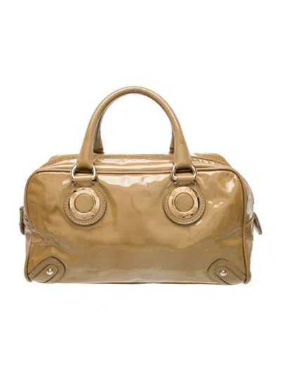 Pre-owned Etro Patent Leather Top Handle Bag In Neutral