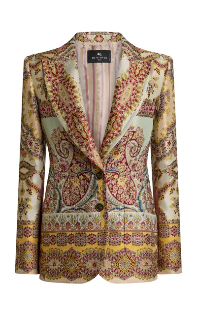 Etro Patterened Cotton-blend Blazer In Multi
