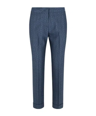 Etro Pattern Casual Pants In Blue