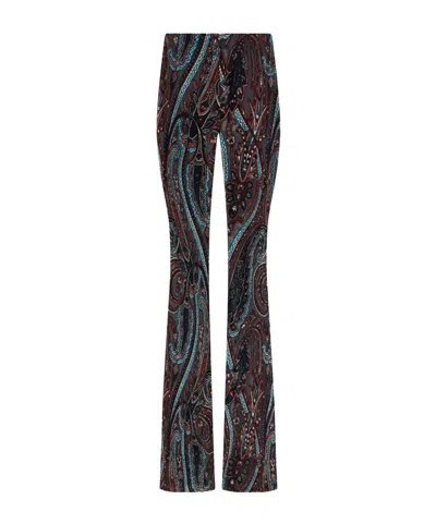 Etro Pattern Embellished Black Mesh Trousers In Pink