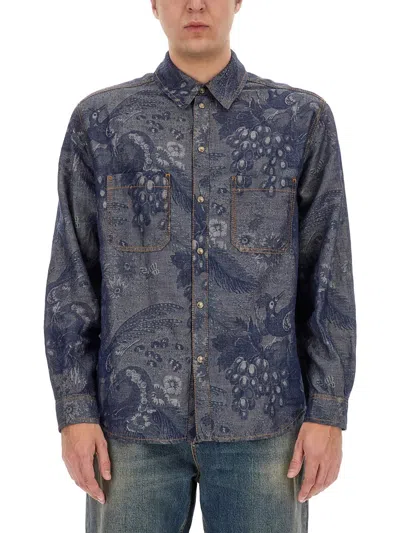 ETRO ETRO PATTERN-JACQUARD BUTTON-UP DENIM SHIRT