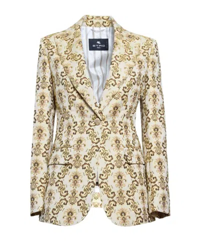 ETRO ETRO PATTERN JACQUARD SINGLE BREASTED BLAZER
