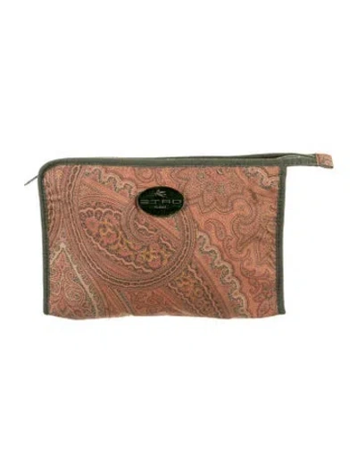 Pre-owned Etro Pattern Print Cosmetic Bag In Brown