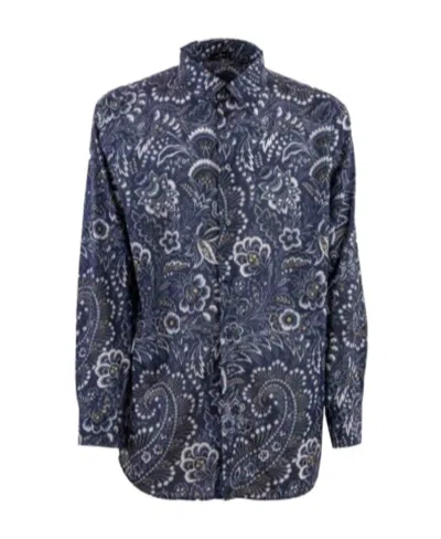 Etro Pattern-printed Button-up Shirt In Black