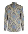 Etro , Printed Cotton Shirt, Man, Navy Blue, Size 40 In Gray