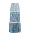 Etro Paisley Silk Flounced Skirt In Blue