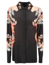 Etro Black Silk Shirt With Print In Black/white/salmone