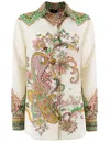 Etro Multicolor Shirt With Classic Collar And All-over Paisley Print In Cotton And Silk Woman In Print On White Base