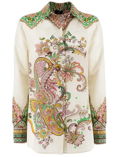 ETRO MULTICOLORED COTTON-SILK BLEND SHIRT