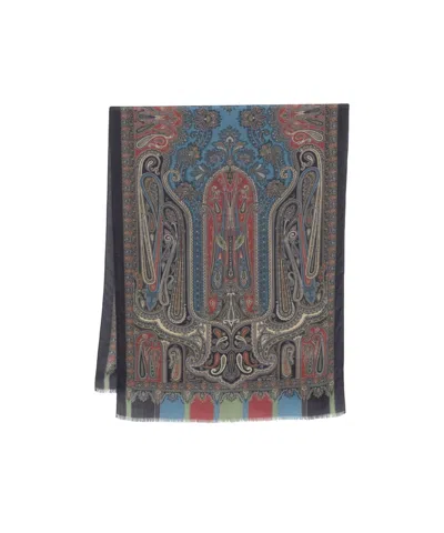Etro Pattern Scarf In Gray