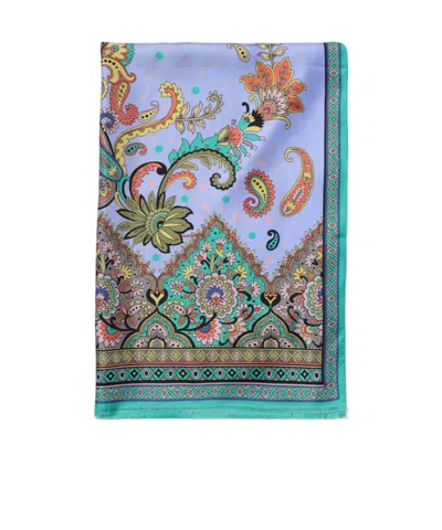 Etro Pattern Silk Scarf In Blue