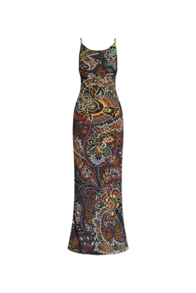 Etro Pattern Spaghetti Strap Maxi Dress In Multi