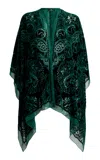 Etro Patterned Asymmetric Cape In Dark Green