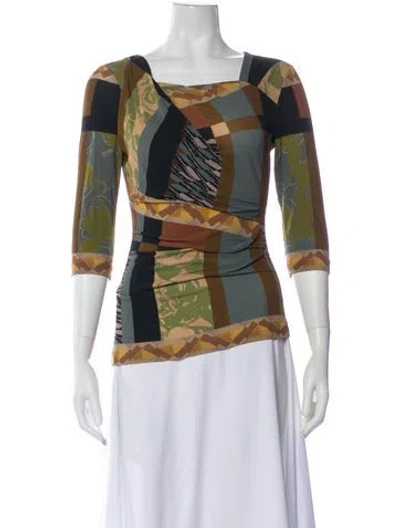 Pre-owned Etro Patterned Asymmetrical Blouse In Multi