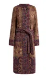 Etro Patterned Belted Coat In Black